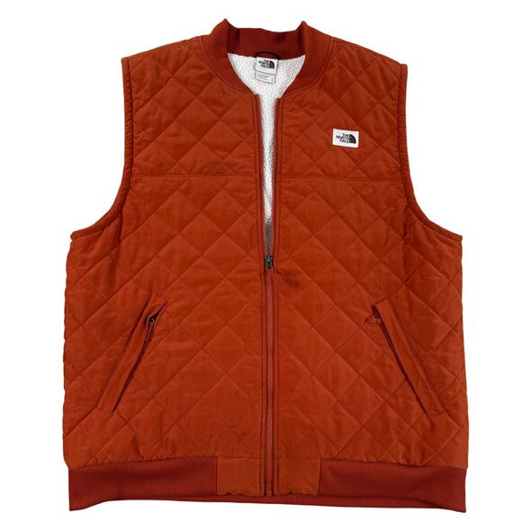 The North Face Mens XL Cuchillo Insulated Jacket Quilted Sherpa Vest Orange - Picture 1 of 10